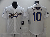 Dodgers 10 Justin Turner White Nike 2021 Gold Program Cool Base Jersey,baseball caps,new era cap wholesale,wholesale hats